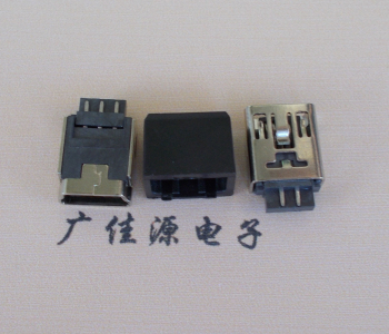 武汉MINI USB 5Pin接口 带护套焊线母座 B型180度铜壳