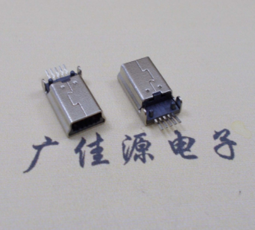 武汉MINI USB公头 5pin端子贴板带柱 10.7mm体长