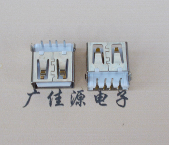 武汉USB母座接口 AF90度沉板1.9引脚4P插件白胶芯直边