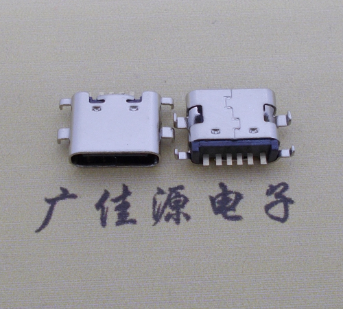 武汉简易充电type c6P母座沉板1.6mm接口