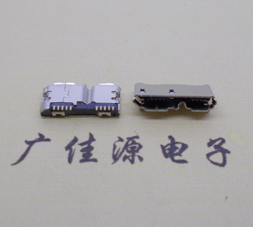 武汉micro usb 3.0母座双接口10pin卷边两个固定脚 