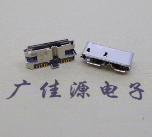 武汉 双接口micro usb3.0母座有卷边10pin三个固定脚插板