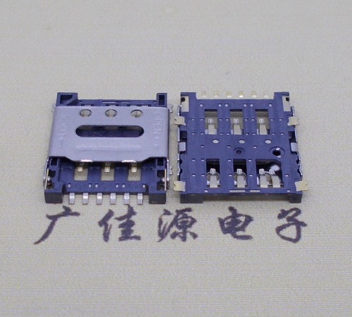 武汉掀盖手机卡座nano sim 1.5h 6pin超薄双用插卡贴片式